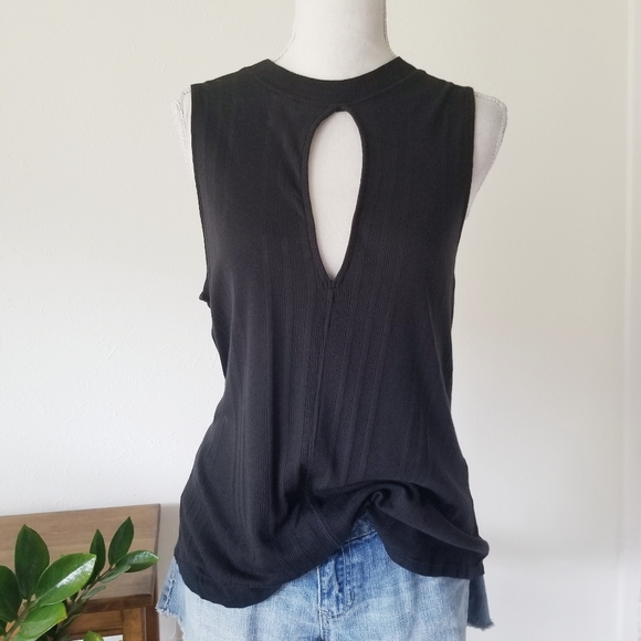 We The Free Tops - We The Free Faye Black Keyhole Long Tank Top S